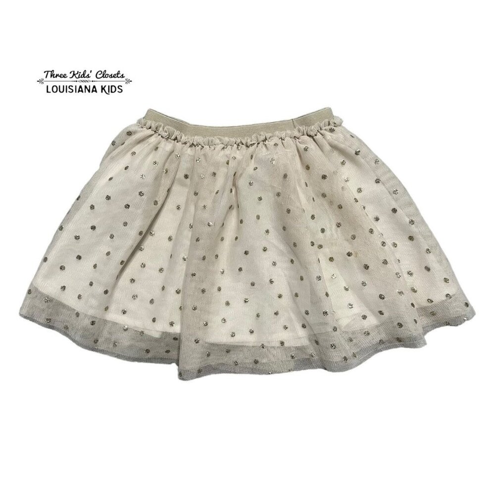 Mayoral 2Y Champagne Gold Glitter Polkadot Tulle Skirt